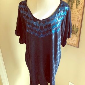 Lane Bryant Blue Sequined Tee EUC